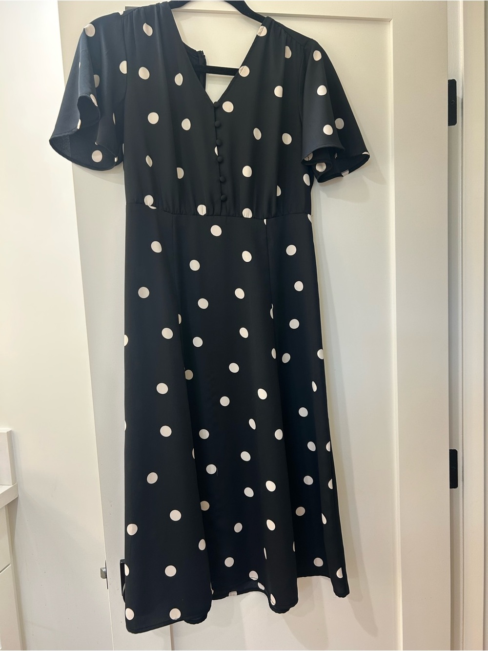 Ann Taylor Black Polka Dot Midi Dress - perfect for work, church